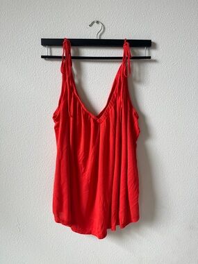 Anthropologie Red Tie-Strap V-Neck Camisole